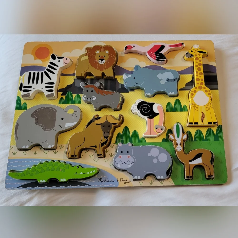 Melissa & Doug Safari Animal Puzzle, Jumbo Puzzle, 12 Animals